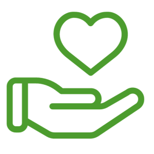 Hand facing palm up with heart above